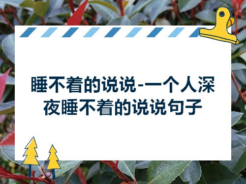 睡不着的说说一个人深夜睡不着的说说句子