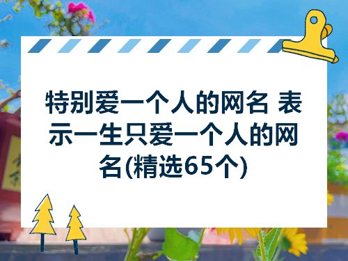 特别爱一个人的网名表示一生只爱一个人的网名精选65个